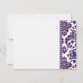 Eggplant Vintag Damask Lace Wedding RSVP Karte (Rückseite)
