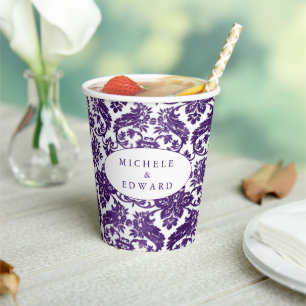 Eggplant Vintage Damaskus Lace Paper Cups Pappbecher