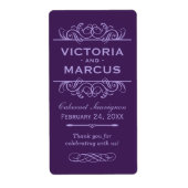 Eggplant Wedding Wine Bottle Monogram Bevorzugung (Vorne)