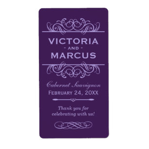 Eggplant Wedding Wine Bottle Monogram Bevorzugung