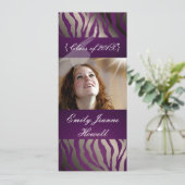 Eggplant Zebra/Abschlüsse Party Einladungen (Stehend Vorderseite)