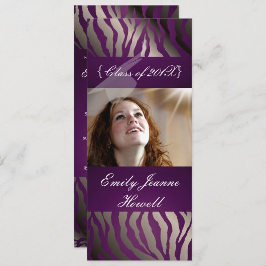 Eggplant Zebra/Abschlüsse Party Einladungen (Vorne/Hinten)
