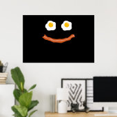 Eggs Bacon Smiley Funny Face American Breakfast Poster (Heimbüro)