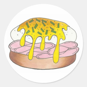 Eggs Benedict Diner Breakfast Food Eierspeise Fein Runder Aufkleber
