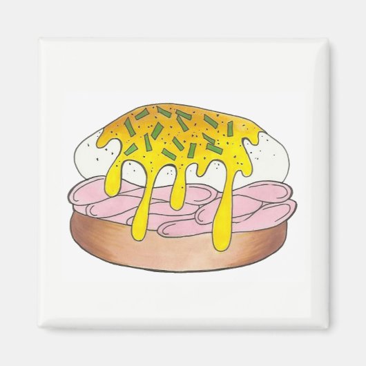 Eggs Benedict Frühstück Diner Food Feinschmecker H Magnet (Vorne)