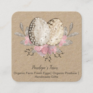 Eggs Boho Watercolor Square Business Card Quadratische Visitenkarte