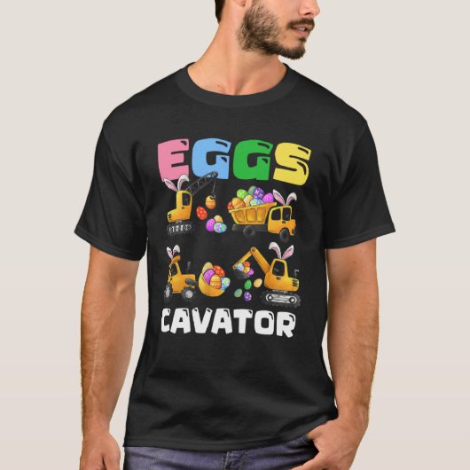 Eggs Cavator Easter Bunny Construction Trucks Boys T-Shirt (Vorderseite)