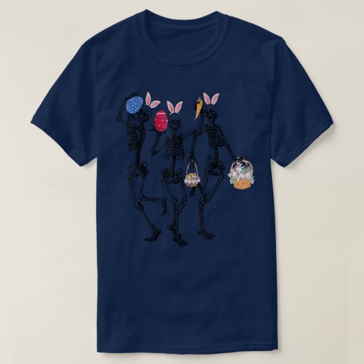 Eggs Easter Day Skeletons Dancing Bunny Ear T-Shirt (Design vorne)