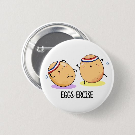 Eggs ercise Funny Aerobic Eggs Pun Button (Vorne & Hinten)