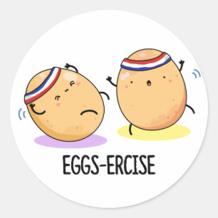 Eggs ercise Funny Aerobic Eggs Pun Runder Aufkleber