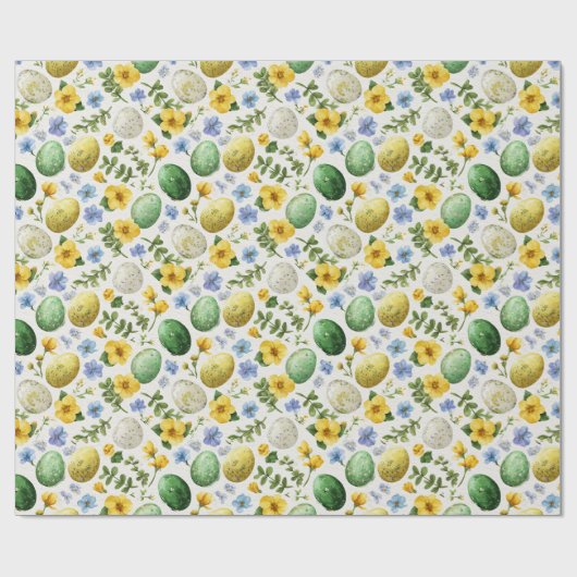 Eggs & Flowers Pattern | Easter Wrapping Paper Geschenkpapier (Flach)