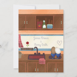 Eggs Kitchen Window Red Blume Heart Wedding Einladung