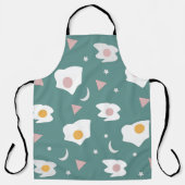 Eggs Moon Stars Abendessen Muster Grüne Schürze (Vorderseite)