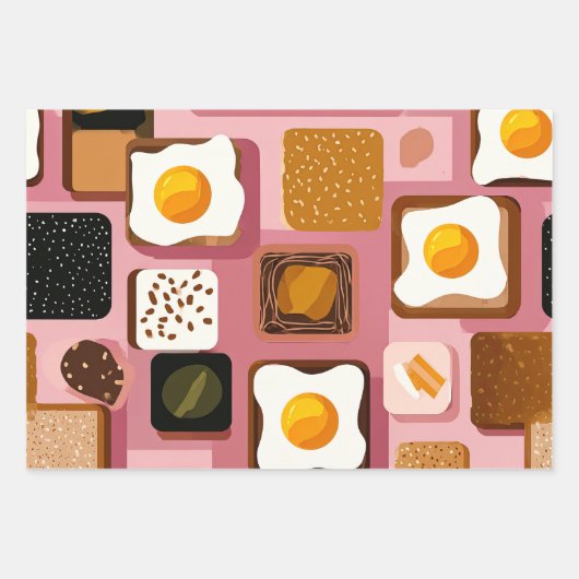 Eggs on Toast Pattern – Fun Breakfast Food Ill Geschenkpapier Set (Vorderseite 3)