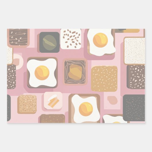 Eggs on Toast Pattern – Fun Breakfast Food Ill Geschenkpapier Set (Vorderseite 2)