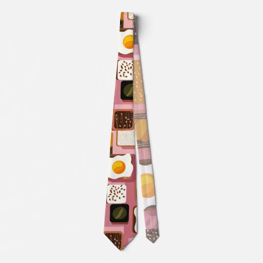 Eggs on Toast Pattern Tie – Fun Breakfast Food Ill Krawatte (Vorderseite)