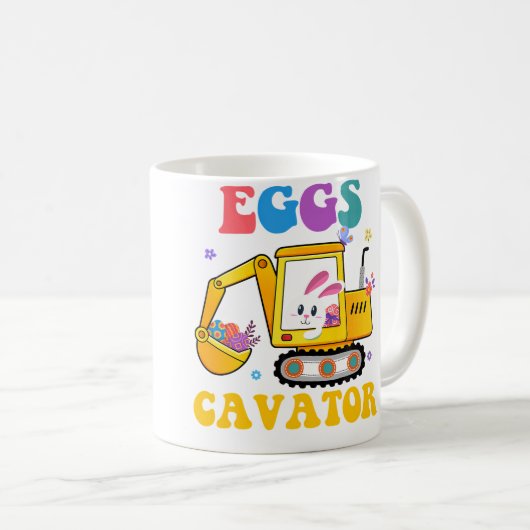 Eggscavator Easter Day Excavator Hunting Egg Bunny Kaffeetasse (VorderseiteRechts)