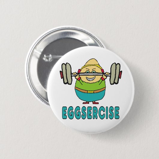 Eggsercise Egg Pun Übung Button (Vorne & Hinten)
