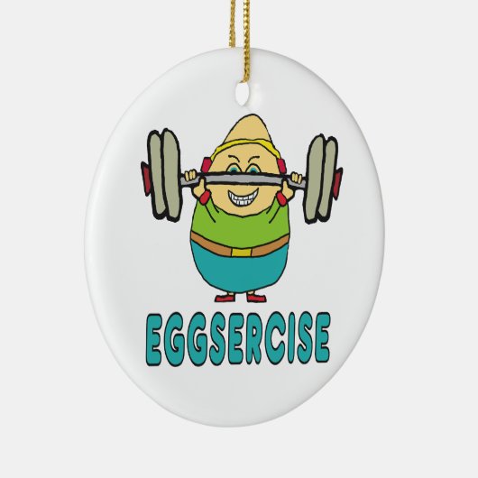 Eggsercise Egg Pun Übung Keramik Ornament (Rechts)