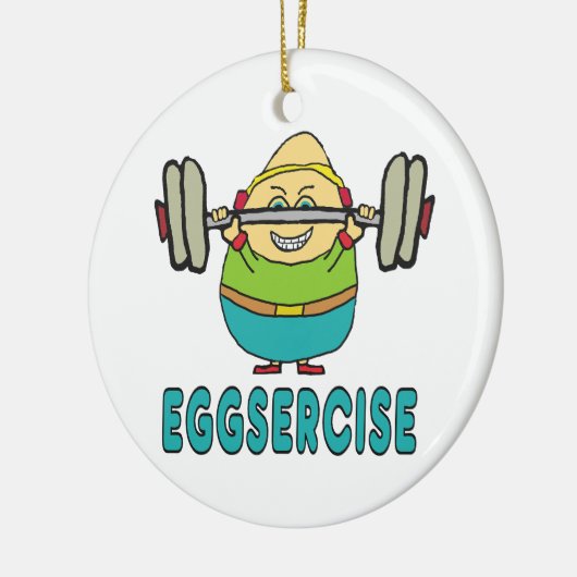 Eggsercise Egg Pun Übung Keramik Ornament (Links)