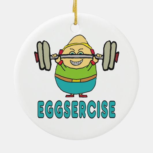 Eggsercise Egg Pun Übung Keramik Ornament (Hinten)