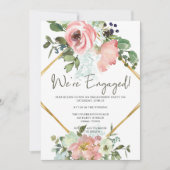 Eggshell and Blush Floral Engagement Party Einladung (Vorderseite)