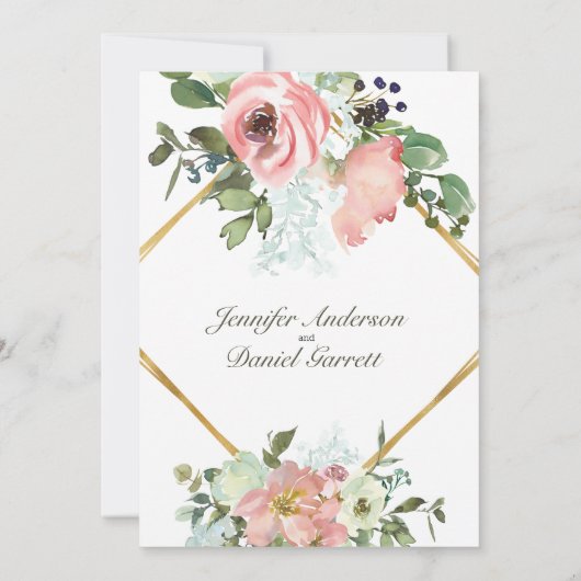 Eggshell and Blush Floral Engagement Party Einladung (Rückseite)