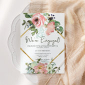Eggshell and Blush Floral Engagement Party Einladung
