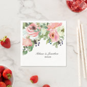 Eggshell and Blush Floral Romantic Wedkins Serviette (Beispiel)