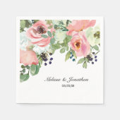 Eggshell and Blush Floral Romantic Wedkins Serviette (Vorderseite)