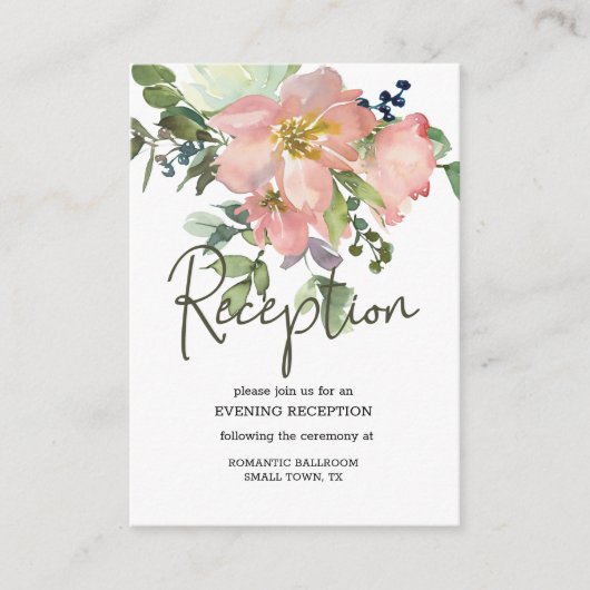 Eggshell and Blush Floral Wedding Card Begleitkarte (Vorderseite)