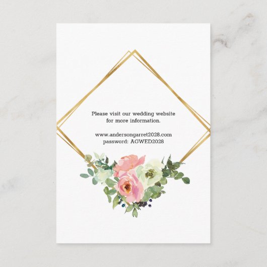 Eggshell and Blush Floral Wedding Card Begleitkarte (Rückseite)