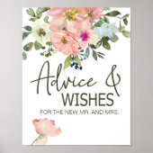 Eggshell and Blush Floral Wedding Card & Gifts Poster (Vorne)