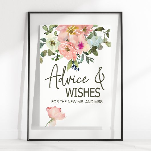 Eggshell and Blush Floral Wedding Card & Gifts Poster