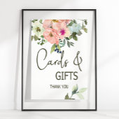 Eggshell and Blush Floral Wedding Card & Gifts Poster