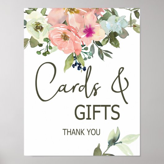 Eggshell and Blush Floral Wedding Card & Gifts Poster (Vorne)