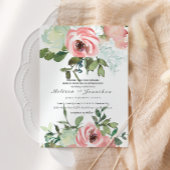 Eggshell and Blush Floral Wedding Einladung