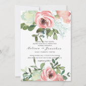 Eggshell and Blush Floral Wedding Einladung (Vorderseite)