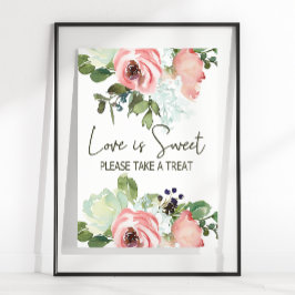 Eggshell and Blush Floral Wedding Liebe ist süß Poster