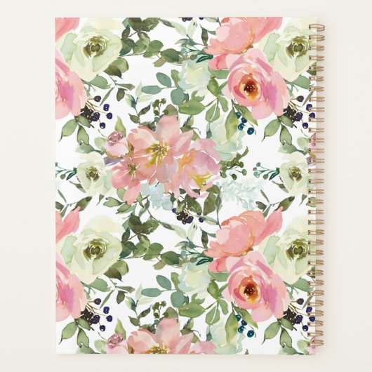 Eggshell and Blush Floral Wedding Planner Planer (Rückseite)