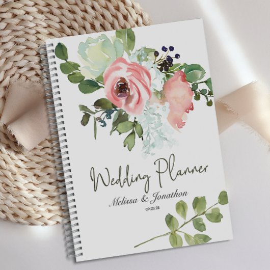 Eggshell and Blush Floral Wedding Planner Planer