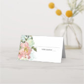Eggshell and Blush Floral Wedding Platzkarte (Vorderseite)