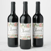 Eggshell and Blush Floral Wedding Wine Label Weinetikett (Flaschen)