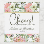 Eggshell and Blush Floral Wedding Wine Label Weinetikett (Einzelnes Label)