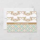 Eggshell Blue Gold marokkanische Hochzeitskarten RSVP Karte (Rückseite)