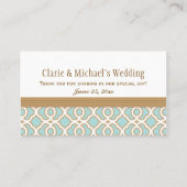 Eggshell Blue Gold marokkanische Hochzeitsplattfor Platzkarte (Rückseite)