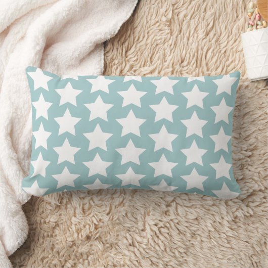 Eggshell Blue & White Stars Kinder/Kinderzimmer Lendenkissen (Decke)