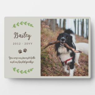 Eggshell Brown Paws & Greenery Foto Pet Memorial Fotoplatte