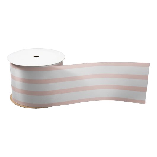Eggshell Coral Horizontal Stripes Satinband (Spule)