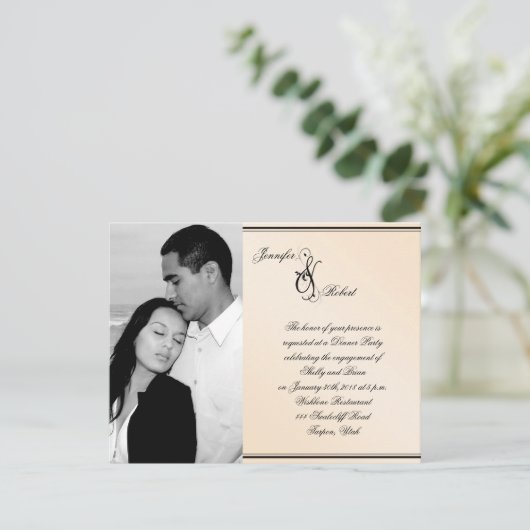 Eggshell Elegance Hochzeit Verlobung Einladung (Stehend Vorderseite)